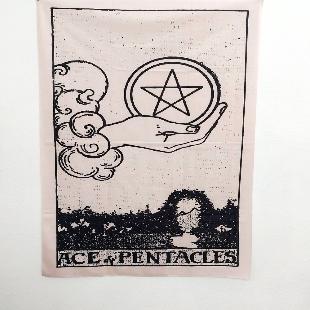 Ace of Pentacles Tarot Card Tapestry